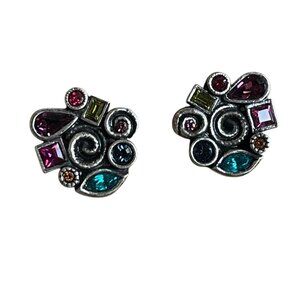 Patricia Locke Silver-Tone Multicolor Stone Stud Earrings 2010